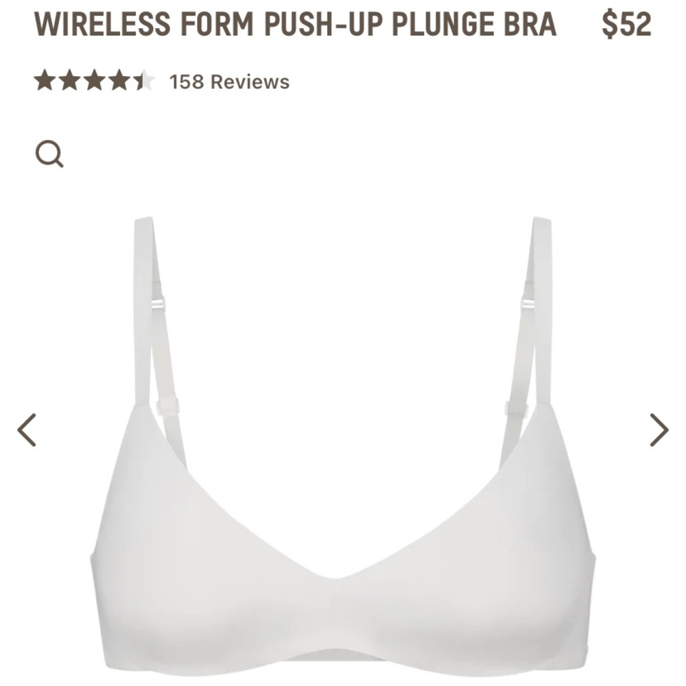 skims wireless form push up plunge bra ‘marble’